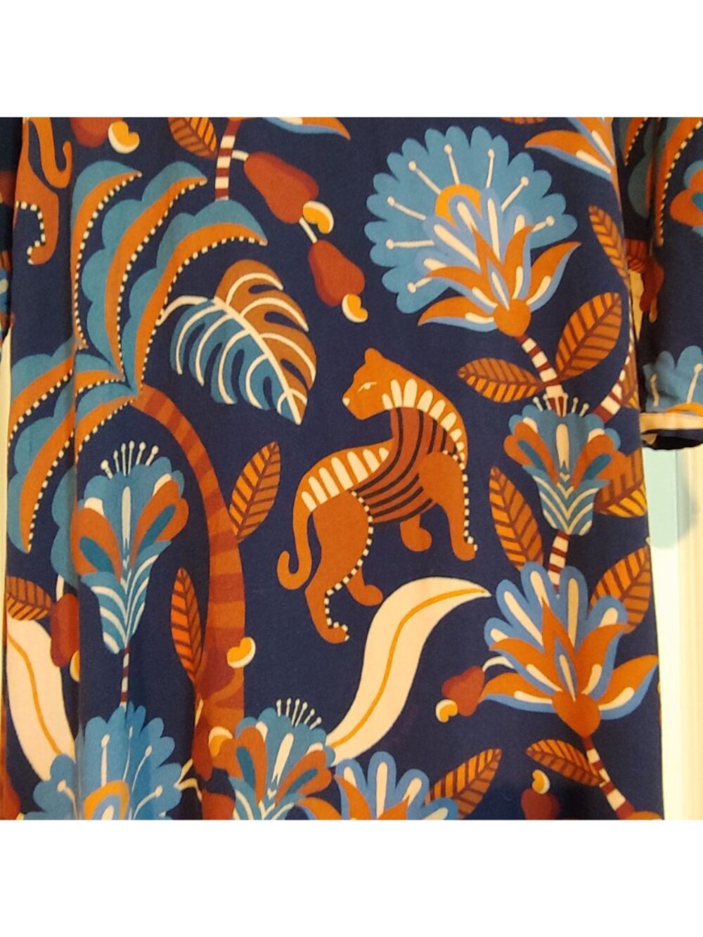 Farm Rio Faux Wrap Maxi Dress Tiger Jungle Floral Animal Print Boho L Art Fairy - Picture 10 of 15